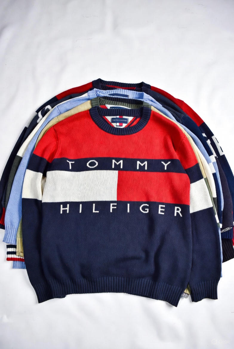 Tommy Hilfiger Maglione Uomo Vintage Anni '90 – Bandierina Ricamata 100% Originale